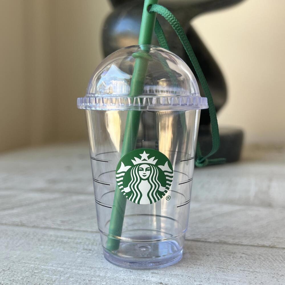 2016 Starbucks Cold Cup Ornament (dome with green straw)